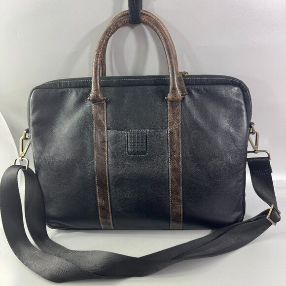 Bonoci Black Leather Briefcase/Laptop Bag